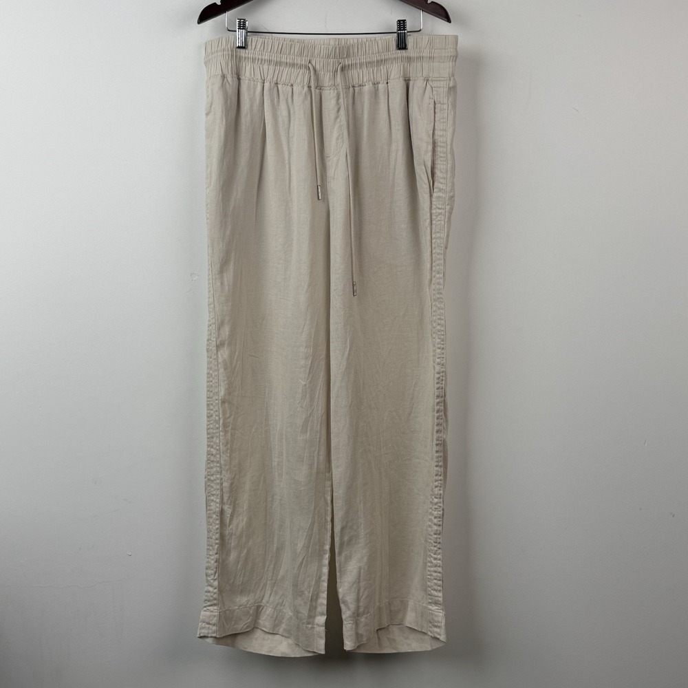 Quince Linen Pants Womens XL Beige Tan Driftwood Wide Leg Fit Vacation Travel